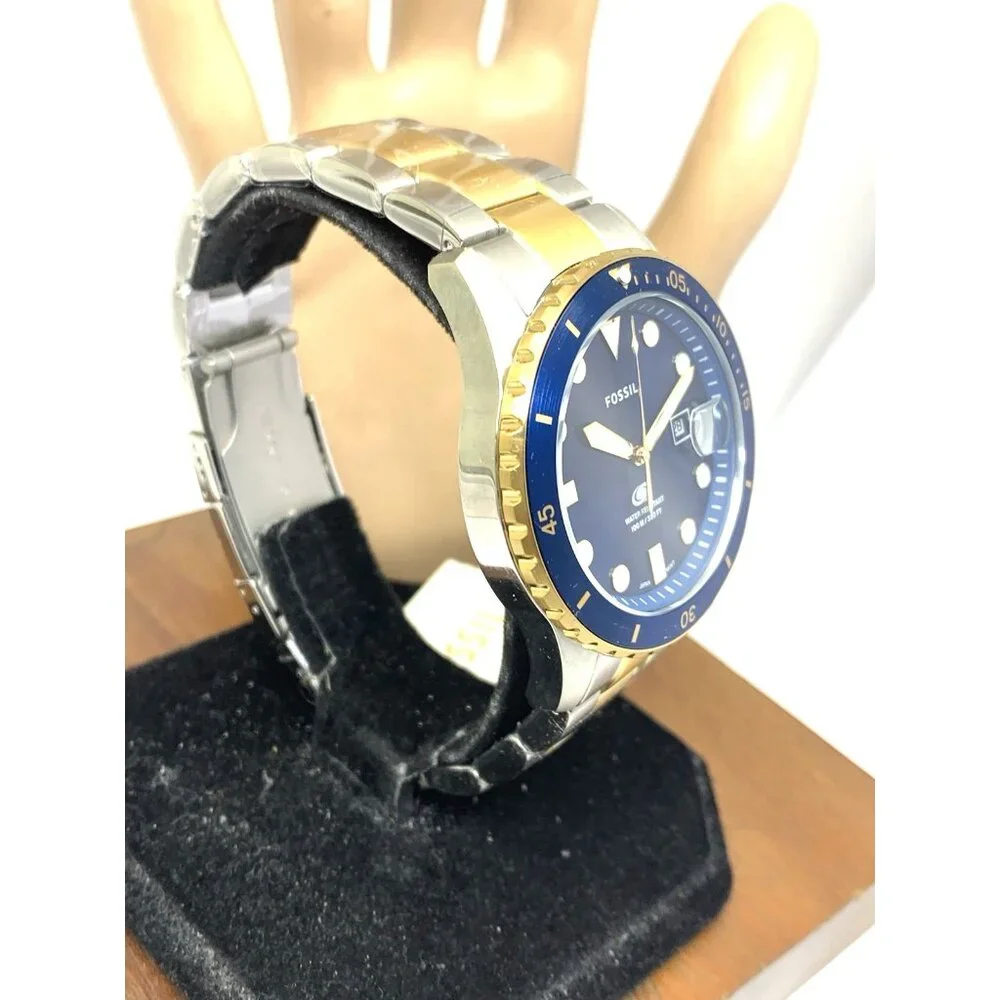 Fossil Men's Watch FS6034 Dive Quartz Blue Dial Two Tone Stainless Steel 42mm